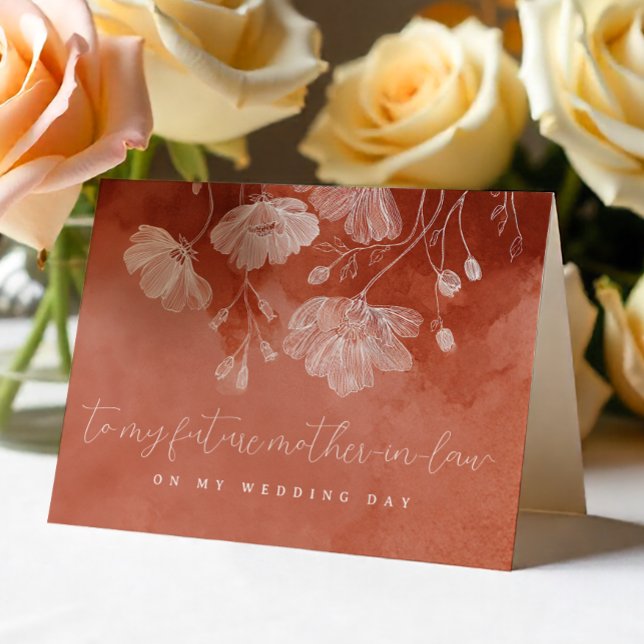 Rust Terracotta Floral Future Mother-in-Law Card Dankeskarte (Mother In Law Card)