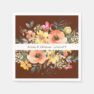 Rust Terracotta Floral Wedding Serviette