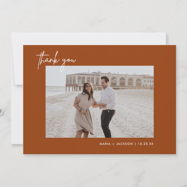 Rust Terracotta Mariage Photo Merci Cartes (Devant)