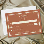 Rust Terracotta Minimalist Frame Wedding RSVP Karte<br><div class="desc">Celebrate your love with this minimalist rust terracotta wedding response card without dinner choices design. Featuring a modern double frame,  it's perfect for an elegant autumn ceremony. This earthy,  modern look offers a warm and sophisticated feel for your wedding. Created by Simply Farmhouse Press.</div>