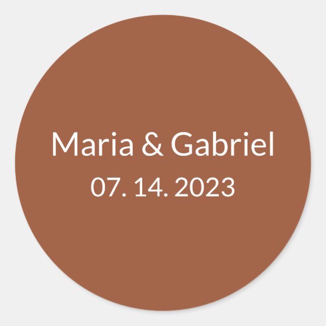 Rust terracotta minimalistische Typografie Einfach Runder Aufkleber (Vorderseite)