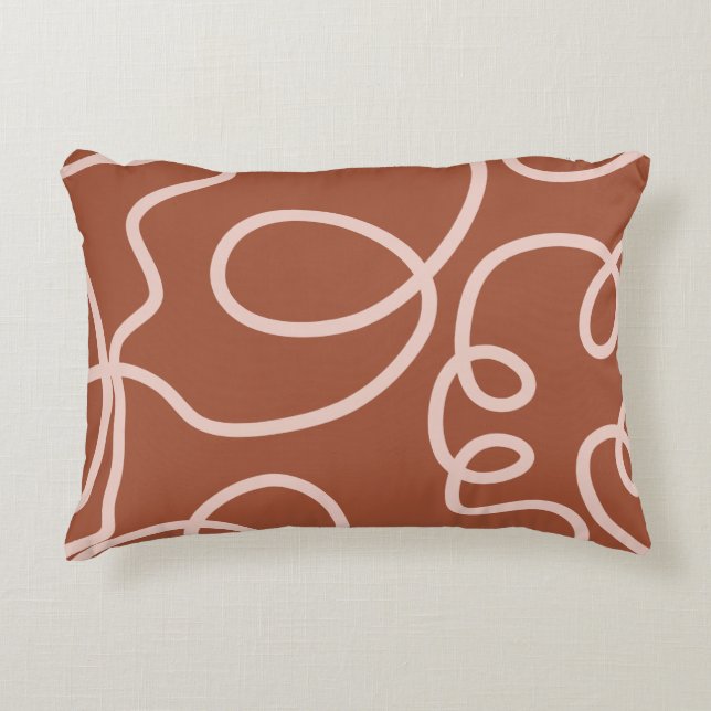 Rust Terracotta Moderne Minimallinie Pinselstriche Dekokissen (Vorderseite)
