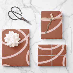 Rust Terracotta Moderne Minimallinie Pinselstriche Geschenkpapier Set