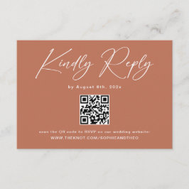 Rust Terracotta Wedding RSVP QR Code Begleitkarte