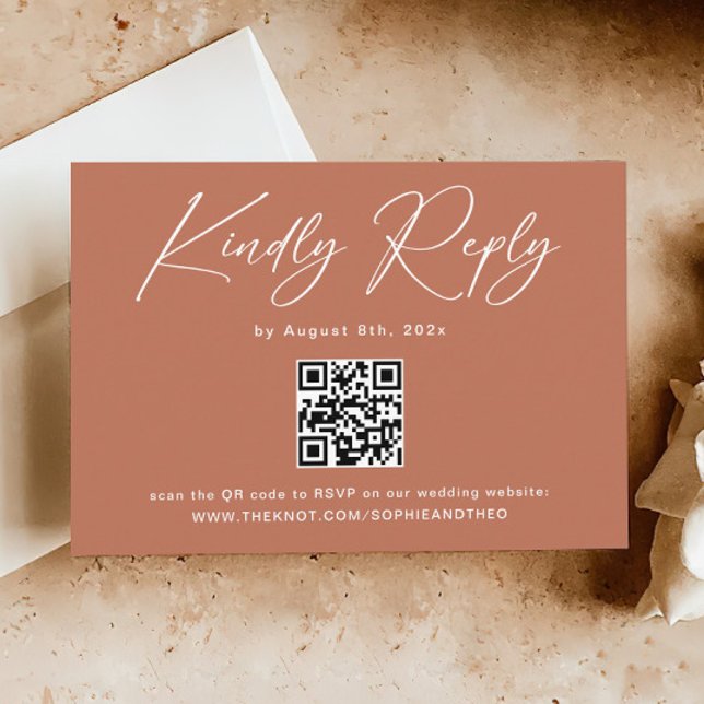 Rust Terracotta Wedding RSVP QR Code Begleitkarte (Von Creator hochgeladen)