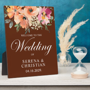 Rust Terrakotta Blumen Hochzeit Willkommen Fotoplatte