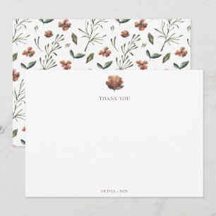 Rust Terrakotta Wildblume Salbei Einfache Hochzeit Dankeskarte