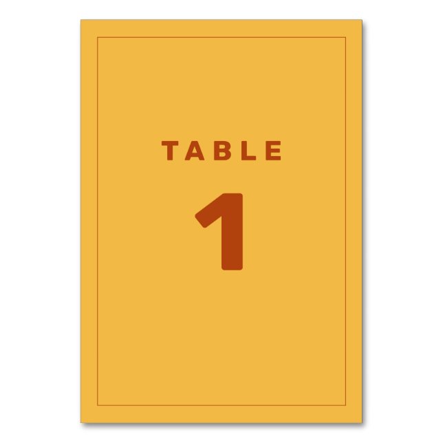 Rust und Yellow Wes Anderson Inspirierte Tischnumm Tischnummer (Vorderseite)