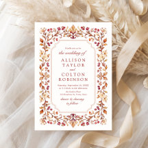 Rust Vintage Botanische Blumige Rahmen Hochzeit im