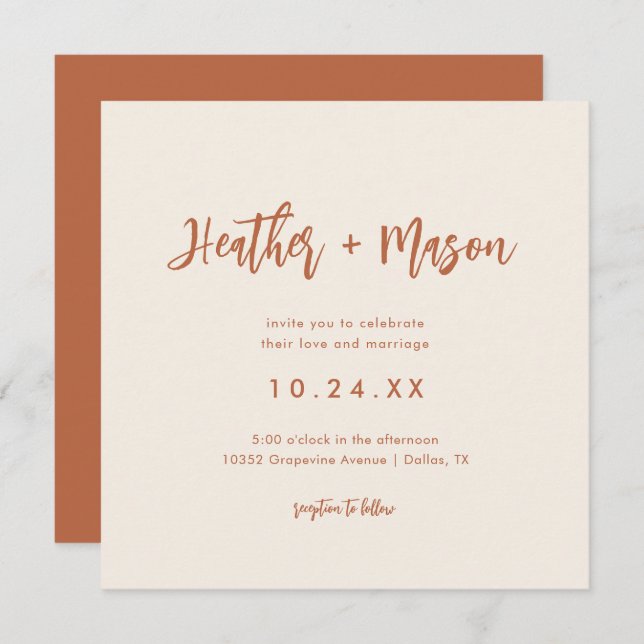 Rust Wüste Wedding Square Foto Wedding Save The Date (Vorne/Hinten)