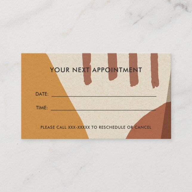 RUST YELLOW MODERN KRAFT ABSTRAKT ART APPOINTMENT VISITENKARTE (Vorderseite)