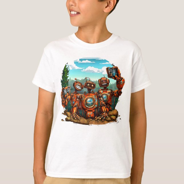 RustBots auf einer Wanderstation für die Auswahl d T-Shirt (Vorderseite)