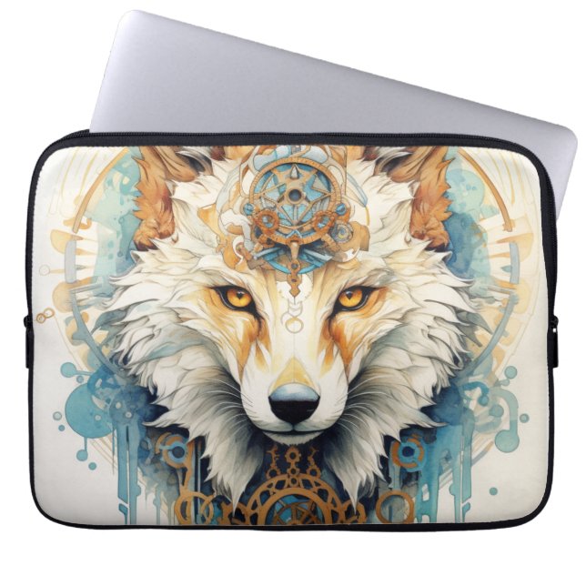 Rustclaw Steampunk Wolf Laptopschutzhülle (Vorderseite)