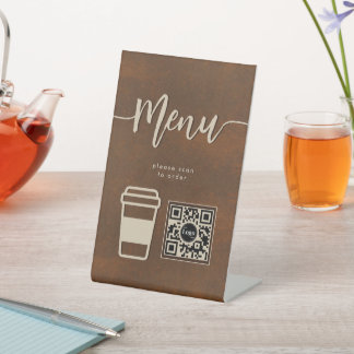 Rusted Copper Cafe Contacless Menu Skript QR Code Sockelschild