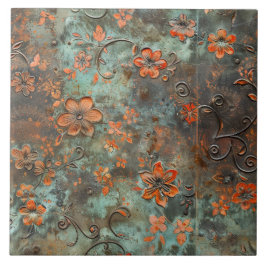 Rusted Metal Antique Floral Fliese
