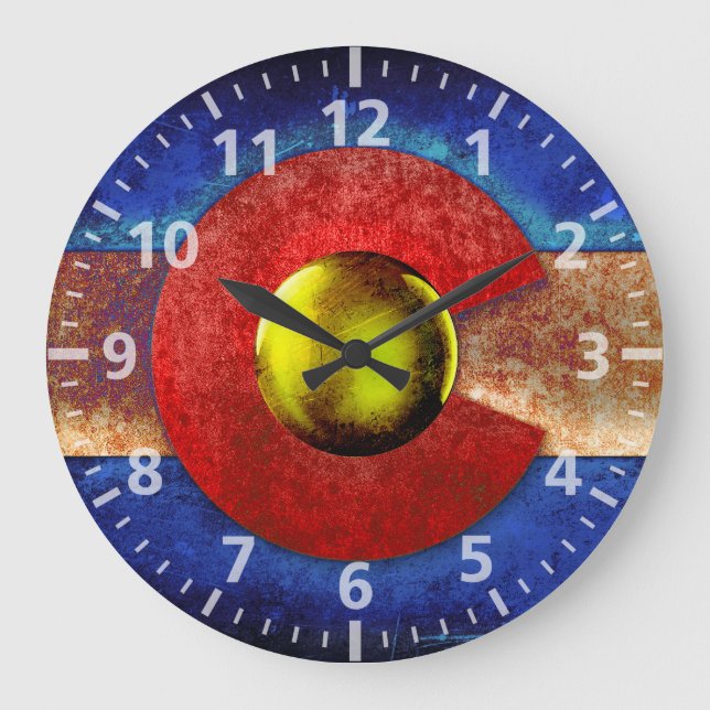 Rusted Metal Colorado Flag Große Wanduhr (Vorderseite)