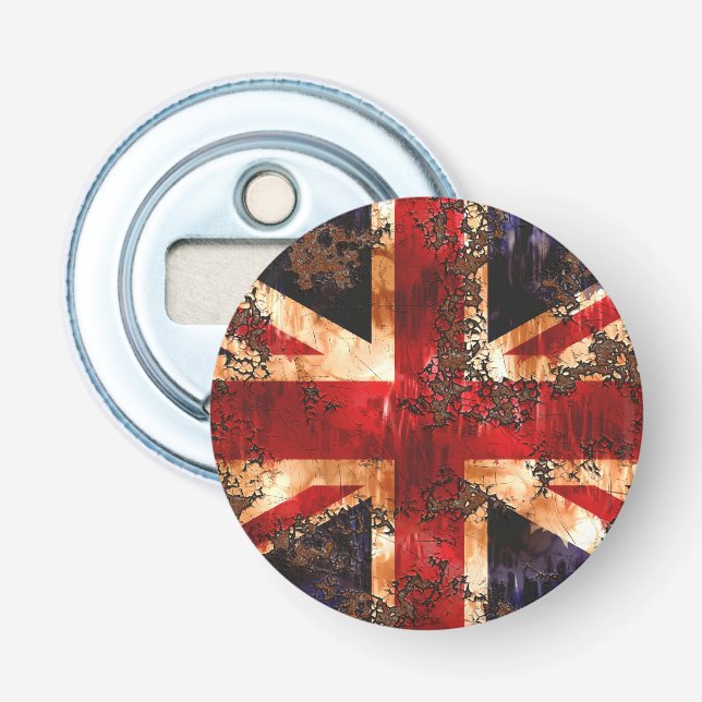 Rusted Patriotic United Kingdom Flag Flaschenöffner (Vorderseite)