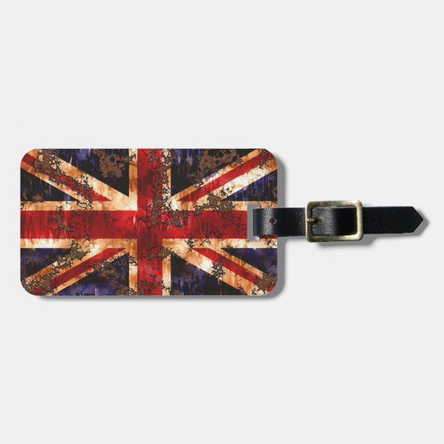 Rusted Patriotic United Kingdom Flag Gepäckanhänger (Vorderseite horizontal)