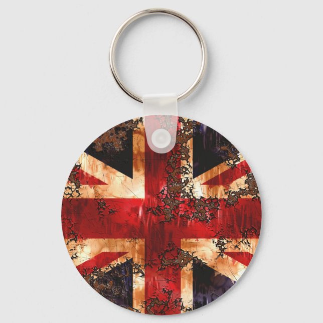 Rusted Patriotic United Kingdom Flag Schlüsselanhänger (Vorderseite)
