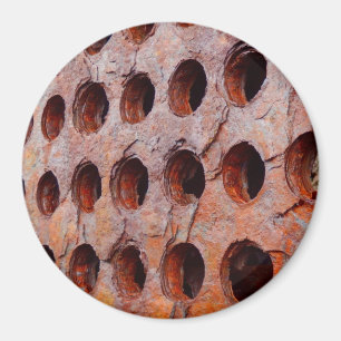Rusted Perforated Metal Large Round Magnet