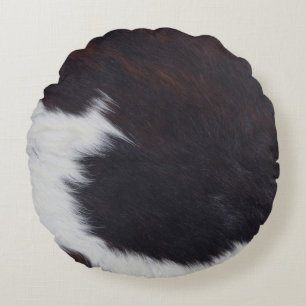 Rustic Сowhide Fur Print Rundes Kissen
