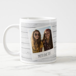 Rustic 2 Foto Rahmen - Weiße Shiplap Holz Druck Jumbo-Tasse