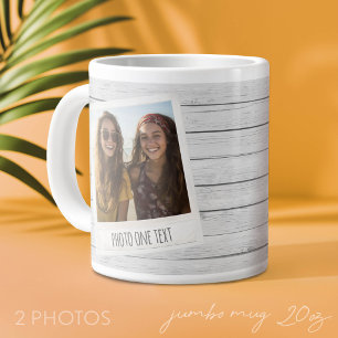 Rustic 2 Foto Rahmen - Weiße Shiplap Holz Druck Jumbo-Tasse