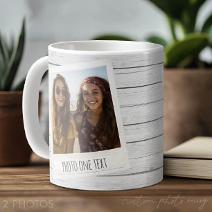 Rustic 2 Foto Rahmen - Weiße Shiplap Holz Druck Kaffeetasse