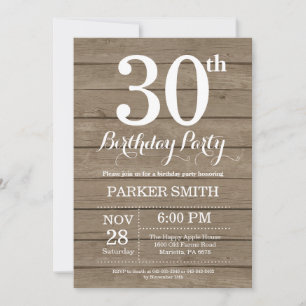 Rustic 30th Birthday Invitation Einladung