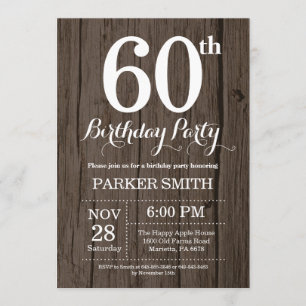 Rustic 60th Birthday Invitation