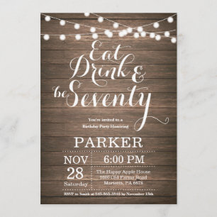 Rustic 70e anniversaire Invitation Bois