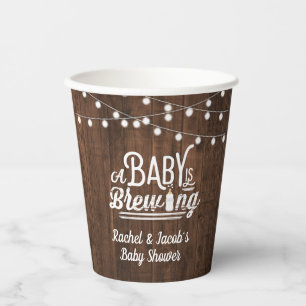 Rustic A Baby wird Baby Shower Fevor Label Pappbecher