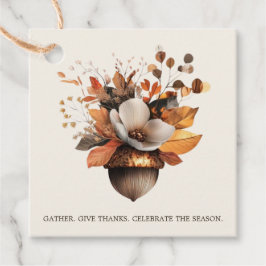 Rustic Acorn Floral Ivory Fall Favor Tag Geschenkanhänger