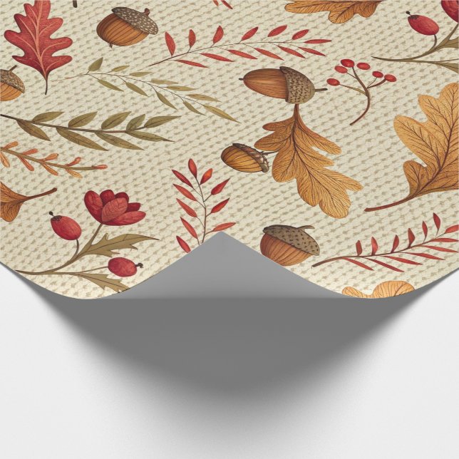 Rustic Acorns and Autumn Botanicals Geschenkpapier (Ecke)