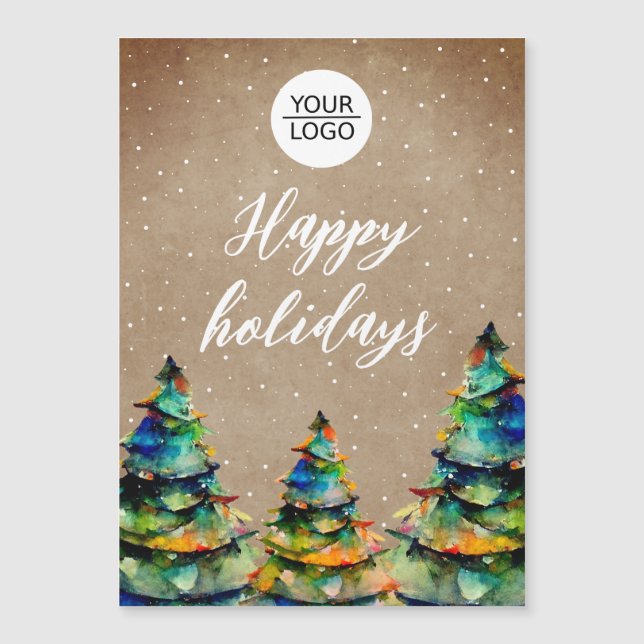 Rustic Add Logo Weihnachtsbaum Company Magnet (Vorderseite)