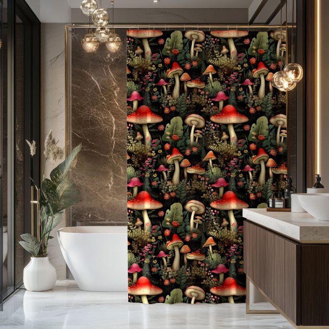 Rustic Aesthetic Curtain Earthy Tones & Fungi Art Duschvorhang (Rustic Aesthetic Curtain Earthy Tones & Fungi Art)
