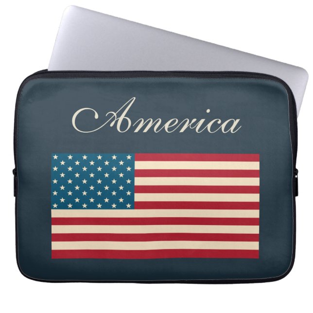 Rustic American Flag Laptop Case (Vorderseite)