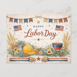 Rustic Americana Happy Labor Day Feiertagspostkarte