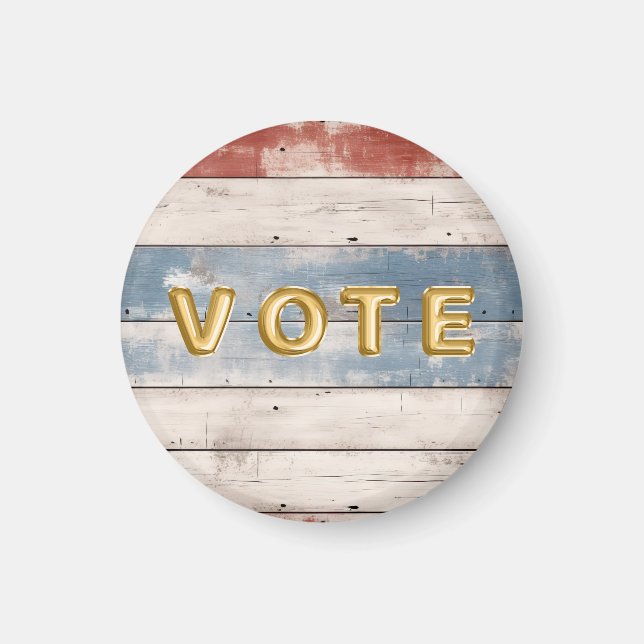 Rustic Americana Wood Plank Vote Magnet (Vorne)