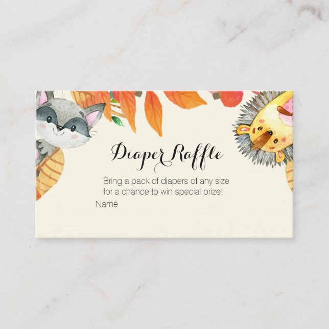 Rustic Animal Baby Shooter - Diaper Raffle Card Begleitkarte (Vorderseite)