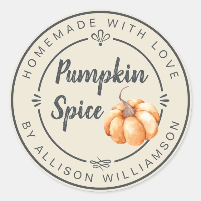 Rustic Antique White Pumpkin Spice Homemade Runder Aufkleber (Vorderseite)