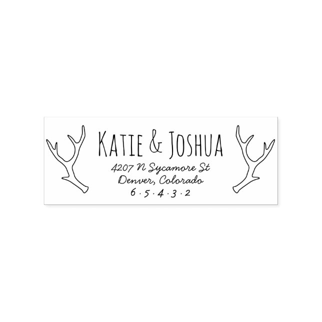 Rustic Antler Custom Rücksendeadresse Briefmarke Gummistempel (Prägung)