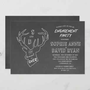 Rustic Antlers Chalk Engagement Party Invitation