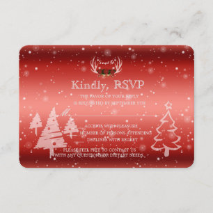 Rustic Antlers Mariage hiver RSVP Invitation