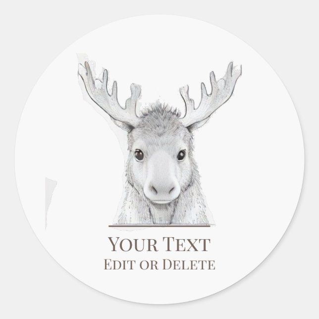 *~* Rustic AP49 Cute Sweet Baby Moose Runder Aufkleber (Vorderseite)