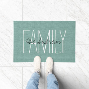 Rustic Aqua Family Monogram Fußmatte