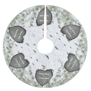 Rustic Aspen Bark Wood Carved Hearts Paare Namen Polyester Weihnachtsbaumdecke