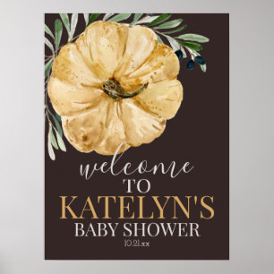 Rustic Automne Citrouille Douche Affiche de bienve