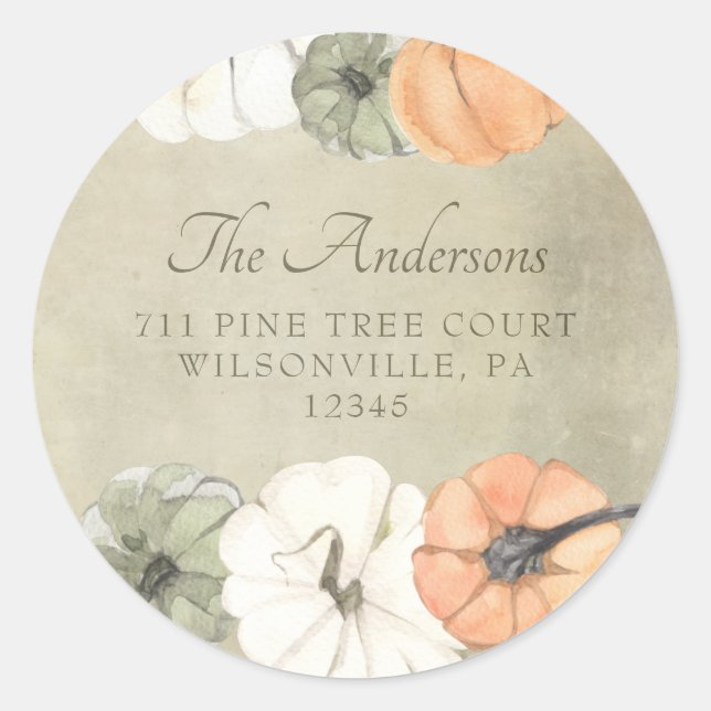 Rustic Automne Citrouilles Retourner les étiquette (Devant)