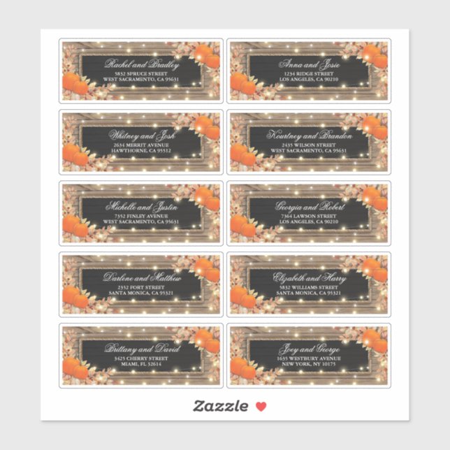 Rustic Automne Nom et adresse du Mariage Étiquette (Feuille)